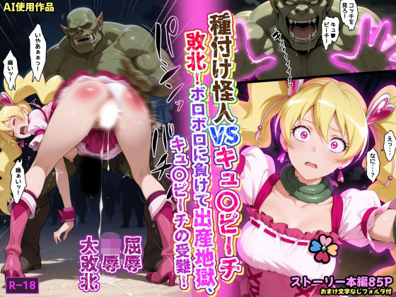 あかめ・てい❤種付け怪人VSキュ〇ピーチ・敗北！ボロボロに負けて出産地獄、キュ〇ピーチの受難！【拘束】拘束