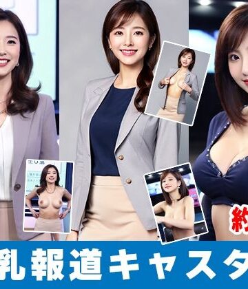 AIで絶世の美女を作る❤【約50分】『巨乳女性キャスターの乳揉み2』ニュース番組の裏と揺れる胸。-AIで描く究極の美女達-【イラスト・CG集】イラスト・CG集