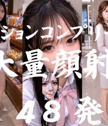 AI顔射同好会❤大量顔射マン、ショッピングモール縛りの射精ミッション27人＋おまけ21人、ミッションクリアを目標に大量顔射するオムニバス【4K超画質縦動画】 】Facial Compilation【制服】制服